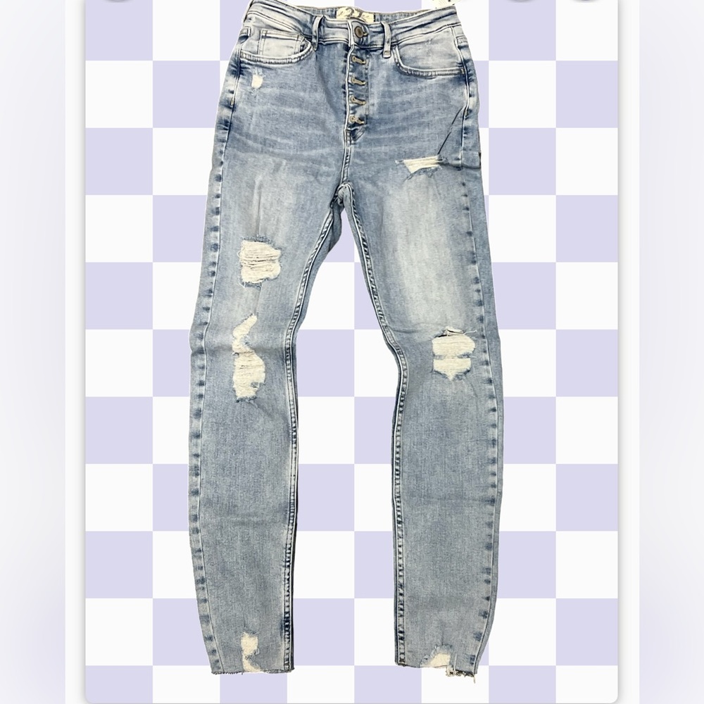 Nwt free people high rise skinny distressed button fly jeans